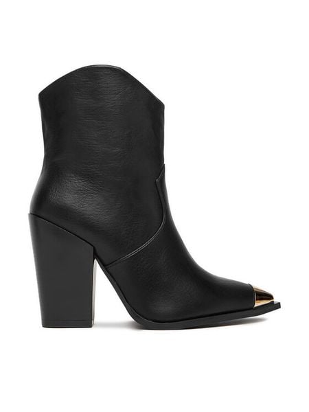 DeeZee Kowbojki 1905 Czarny. Czarne botki damskie DeeZee, bez wzorów, z materiału, bez obcasa, na słupku, bez zapięcia. Za 229.99 zł.