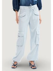 Desigual Spodnie materiałowe 26SWPW25 Niebieski Regular Fit. Niebieskie spodnie materiałowe damskie Desigual, bez wzorów, z bawełny. Za 357.99 zł.