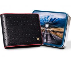 Portfel ażurowy Peterson PTN 304.03 czarny. Czarne portfele męskie w ażurowe wzory, ze skóry. Za 104.00 zł.