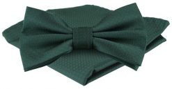 Mucha Męska z Poszetką w Zestawie - Alties - Głęboka Zieleń. Zielone krawaty i muchy Alties, bez wzorów, eleganckie. Za 65.00 zł.