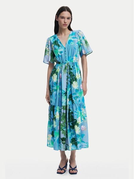 Desigual Sukienka koszulowa Nancy 25SWVW18 Niebieski Regular Fit. Niebieskie sukienki damskie Desigual, m, bez wzorów, z wiskozy, bez kołnierzyka, bez ramiączek, koszulowe. Za 339.99 zł.