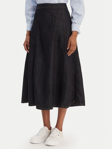 Tommy Hilfiger Spódnica jeansowa WW0WW47730 Granatowy Regular Fit. Niebieskie spódnice damskie Tommy Hilfiger, bez wzorów, z bawełny. Za 649.99 zł.