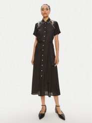 Pinko Sukienka koszulowa Encanto 103745 A1XM Czarny Regular Fit. Czarne sukienki damskie Pinko, bez wzorów, z syntetyku, bez kołnierzyka, bez ramiączek, koszulowe. Za 989.99 zł.