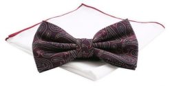 Mucha CHATTIER z Białą Poszetką - Bordo w Duże Paisley. Czerwone krawaty i muchy Chattier, bez wzorów, z poliesteru, eleganckie. Za 59.00 zł.