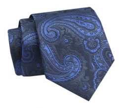 Krawat - ALTIES - Wzór Orientalny, Granatowy. Niebieskie krawaty i muchy Alties, bez wzorów, z tkaniny, eleganckie. Za 49.00 zł.