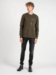 Les Hommes Sweter | LKK102-606A | Classic Fit Jumper | Mężczyzna | Khaki, Wojskowa Zieleń. Brązowe swetry męskie Les Hommes, m, bez wzorów, z bawełny, militarne, bez kołnierzyka, bez ramiączek. W wyprzedaży za 719.00 zł.