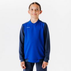 Bluza do piłki nożnej Kipsta Essential Club. Czarne bluzy damskie KIPSTA, bez wzorów, z elastanu, eleganckie, bez ramiączek, bez kaptura. W wyprzedaży za 39.99 zł.