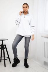 Bluza z suwakiem i kieszeniami biała. Białe bluzy damskie KESI, l, bez wzorów, z bawełny, bez ramiączek, bez kaptura. Za 178.78 zł.
