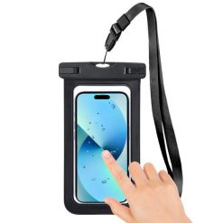 Etui wodoodporne na telefon 20x11 cm nerka saszetka na pas czarna. Czarne saszetki i nerki męskie Springos, bez wzorów. Za 8.99 zł.