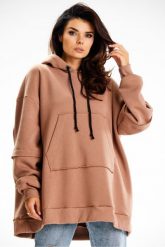 Bluza damska oversize z kapturem bawełna premium beżowa. Brązowe bluzy damskie Infinite You, l, z aplikacjami, z bawełny, eleganckie, bez ramiączek, z kapturem. Za 299.00 zł.