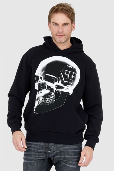 PHILIPP PLEIN Czarna bluza męska z kapturem x-ray skull, Rozmiar XXL. Czarne bluzy męskie Philipp Plein, l, bez wzorów, z kapturem. W wyprzedaży za 2,090.99 zł.