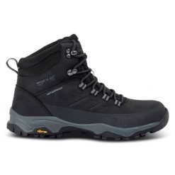 Buty męskie trekkingowe wysokie z membraną Blake Vibram. Czarne trekkingi męskie Regatta, ze skóry, bez zapięcia. W wyprzedaży za 449.99 zł.