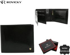 Rovicky Elegancki, skórzany portfel męski bez zapięcia zewnętrznego - Rovicky NoSize. Portfele męskie ROVICKY, bez wzorów. Za 178.45 zł.