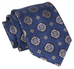 Krawat - ALTIES - Duże Grochy, Granatowy. Niebieskie krawaty i muchy Alties, bez wzorów, z tkaniny, eleganckie. Za 49.00 zł.
