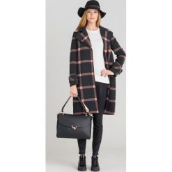 PŁASZCZ ARMANI EXCHANGE. Czarne płaszcze damskie Armani Exchange, l, z aplikacjami, bez kołnierzyka, bez kaptura. Za 734.50 zł.