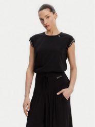 Liu Jo Bluzka WA5158 J5003 Czarny Regular Fit. Czarne bluzki damskie Liu Jo, l, bez wzorów, z bawełny, bez kołnierzyka, bez ramiączek. Za 229.99 zł.