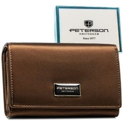 Duży portfel damski wykonany ze skóry naturalnej i ekologicznej w brązowym kolorze PTN PS112-HNL Peterson. Brązowe portfele damskie Peterson, ze skóry. Za 149.99 zł.