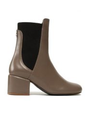 Patrizia Pepe Botki 8Y0018/L011-B744 Brązowy. Brązowe botki damskie Patrizia Pepe, bez wzorów, ze skóry, bez obcasa, na słupku, bez zapięcia. Za 949.99 zł.