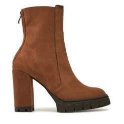 Botki R.Polański. Brązowe botki damskie R.Polański, bez wzorów, bez obcasa, na słupku, bez zapięcia. Za 529.99 zł.
