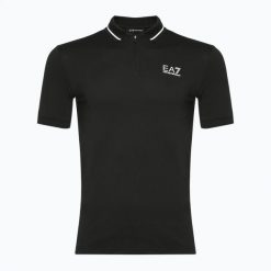 Koszulka męska EA7 Emporio Armani Golf Pro Polo. Czarne swetry męskie EA7 Emporio Armani, l, bez wzorów, z elastanu, eleganckie, bez kołnierzyka, bez ramiączek. Za 389.99 zł.