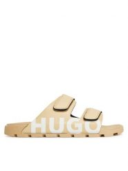 HUGO Klapki Evander 50542042 Beżowy. Brązowe klapki męskie Hugo, bez wzorów, ze skóry, bez zapięcia. Za 339.99 zł.