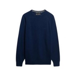 Sweter z mieszanki wełny Superdry. Niebieskie swetry męskie Superdry, na zimę, m, bez wzorów, z wełny, bez kołnierzyka, bez ramiączek. Za 288.40 zł.