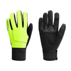 Zimowe rękawiczki rowerowe Rogelli Essential. Żółte rękawiczki męskie Rogelli, na zimę, bez wzorów, z materiału. Za 146.00 zł.
