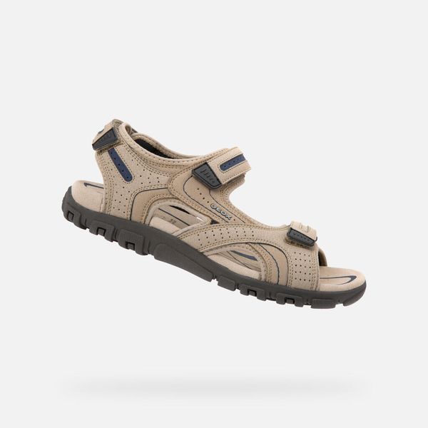 Sandały Geox Model Uomo Sandal Strada Kolor Jasnobrązowy. Brązowe sandały męskie Geox, bez wzorów, z tkaniny, sportowe, bez zapięcia. Za 304.55 zł.