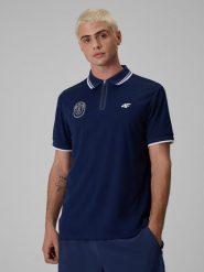 4F Koszulka polo tenisowa męska - granatowa XL. Niebieskie koszulki sportowe męskie 4F, l, bez wzorów, bez ramiączek, na fitness i siłownię. Za 139.99 zł.