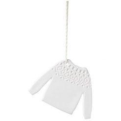 Porcelanowa zawieszka sweter. Białe swetry męskie Raeder, s, bez wzorów, z materiału, wizytowe, bez kołnierzyka, bez ramiączek. Za 42.90 zł.
