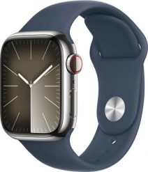 Smartwatch Apple Watch 9 GPS + Cellular 41mm Silver Stainless Steel Sport S/M Niebieski (MRJ23QP/A). Niebieskie zegarki smartwatch Apple, bez wzorów. Za 3,831.79 zł.