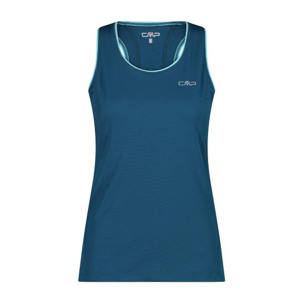 Damski tank top CMP. Zielone topy damskie CMP, bez wzorów, sportowe, bez kołnierzyka, bez ramiączek. W wyprzedaży za 94.65 zł.