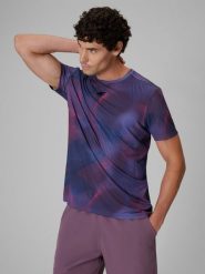 4F Koszulka trenignowa regular szybkoschnąca męska - niebieska M. Niebieskie t-shirty męskie 4F, l, bez wzorów, z materiału, bez kołnierzyka, bez ramiączek. Za 139.99 zł.