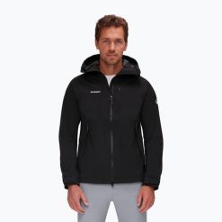 Kurtka przeciwdeszczowa męska Mammut Alto Guide HS Hooded. Czarne kurtki męskie Mammut, m, bez wzorów, sportowe, bez kaptura. Za 739.99 zł.