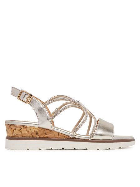 Clara Barson Sandały WS6306-02 Złoty. Żółte sandały damskie Clara Barson, bez wzorów, z materiału, bez obcasa, na koturnie, bez zapięcia. Za 129.99 zł.