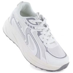 Półbuty sportowe damskie na platformie białe Big Star TT274325. Białe obuwie sportowe damskie BIG STAR, bez wzorów, z tkaniny, bez zapięcia, trekkingowe. Za 169.99 zł.