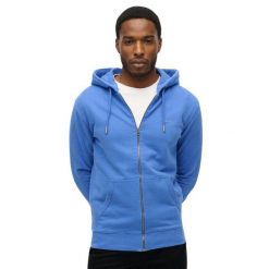 Bluza z kapturem i zamkiem błyskawicznym Superdry Logo Essential. Niebieskie bluzy męskie Superdry, m, bez wzorów, bez ramiączek, z kapturem. Za 350.65 zł.