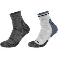 Skarpetki sportowe dla dorosłych 2PPK Men Trail Wool Quarter Socks. Szare skarpety męskie Skechers, bez wzorów. Za 79.99 zł.