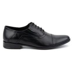 Olivier Buty męskie skórzane wizytowe eleganckie sznurowane 290LU czarne. Czarne buty wizytowe męskie bez wzorów, z jeansu, bez obcasa, bez zapięcia. Za 367.89 zł.