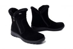 RIEKER TEX L7162-00 black, botki damskie. Czarne botki damskie Rieker, bez wzorów, bez obcasa, bez zapięcia. Za 389.90 zł.