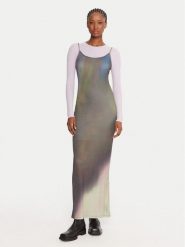 Desigual Sukienka codzienna Janis 25WWVK13 Kolorowy Slim Fit. Sukienki damskie Desigual, na co dzień, l, bez wzorów, z bawełny, bez kołnierzyka, bez ramiączek, proste. Za 489.99 zł.