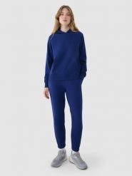 4F Spodnie dresowe joggery damskie - granatowe S. Niebieskie spodnie dresowe damskie 4F, bez wzorów, z bawełny, sportowe. Za 129.99 zł.