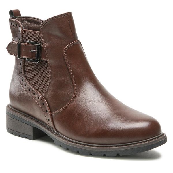 Botki Clara Barson. Brązowe botki damskie Clara Barson, bez wzorów, bez obcasa, na płaskiej podeszwie, bez zapięcia. Za 74.99 zł.