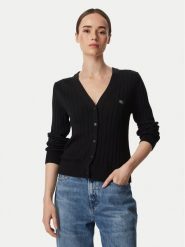 Calvin Klein Jeans Kardigan LV047H305G Czarny Regular Fit. Czarne kardigany damskie Calvin Klein Jeans, xl, bez wzorów, z bawełny, bez kołnierzyka. Za 449.99 zł.