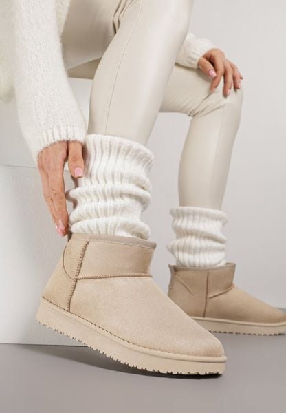 Beżowe Krótkie Śniegowce Zozaline. Brązowe śniegowce damskie Born2be, z jeansu, bez zapięcia. Za 59.99 zł.