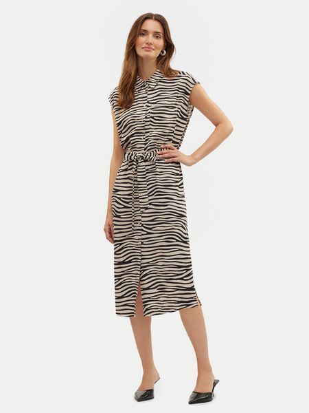 Vero Moda Sukienka koszulowa Mymilo 10282532 Beżowy Regular Fit. Brązowe sukienki damskie Vero Moda, s, bez wzorów, z wiskozy, bez kołnierzyka, bez ramiączek, koszulowe. Za 119.99 zł.