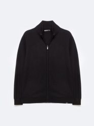 Sweter męski rozpinany ze stójką czarny Olafi 906. Czarne swetry męskie BIG STAR, l, bez wzorów, z dzianiny, biznesowe, bez kołnierzyka, bez ramiączek. Za 249.99 zł.