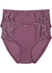 Figi maxi z delikatną koronką (2 pary). Białe majtki damskie bonprix, z koronki. Za 67.99 zł.