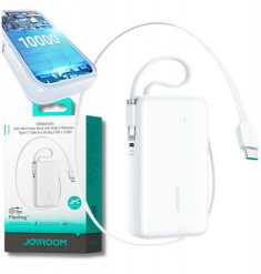 Powerbank Joyroom JR-PR2L 10000mAh 35W z wbudowanym zwijanym kablem USB-C i kablem-smyczą Lightning - biały. Białe powerbanki Joyroom. Za 109.33 zł.