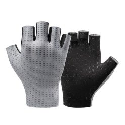 Rękawiczki rowerowe Rockbros oddychające, krótkie palce. Szare rękawiczki damskie ROCKBROS, bez wzorów, z materiału. Za 59.99 zł.